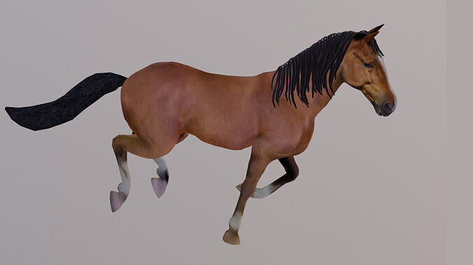 3D Model for an Animated Brown Horse Low-poly 3D model