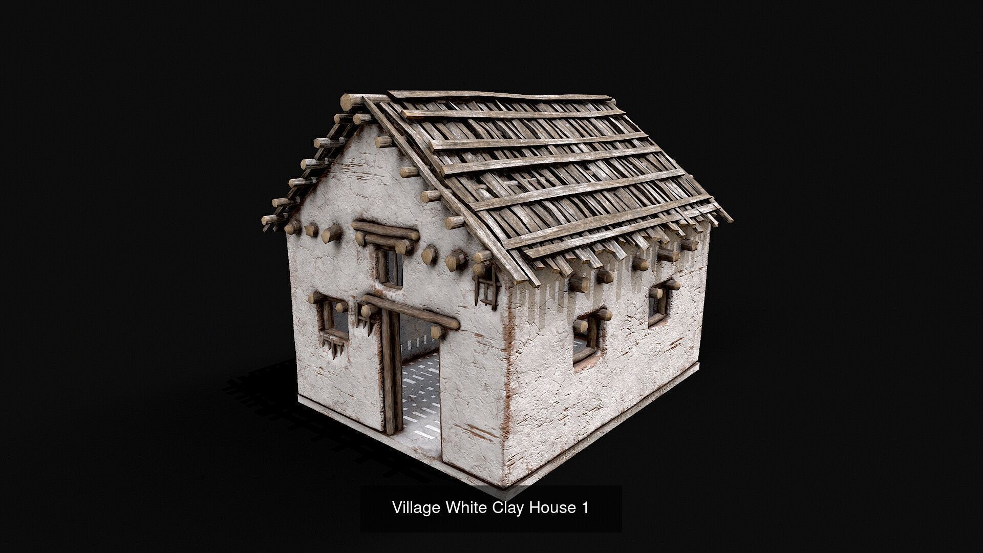 Low Poly Village White Clay House Collection _2
