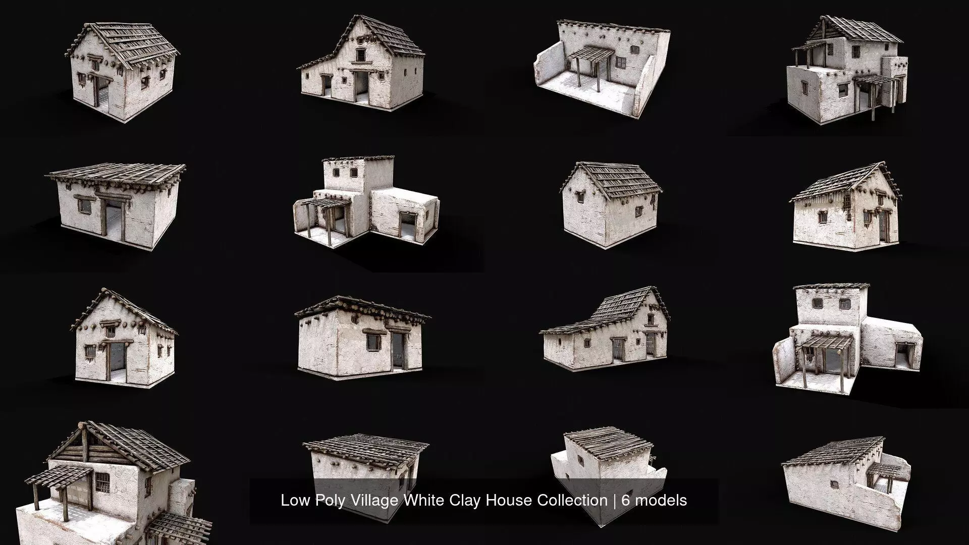 Low Poly Village White Clay House Collection _1