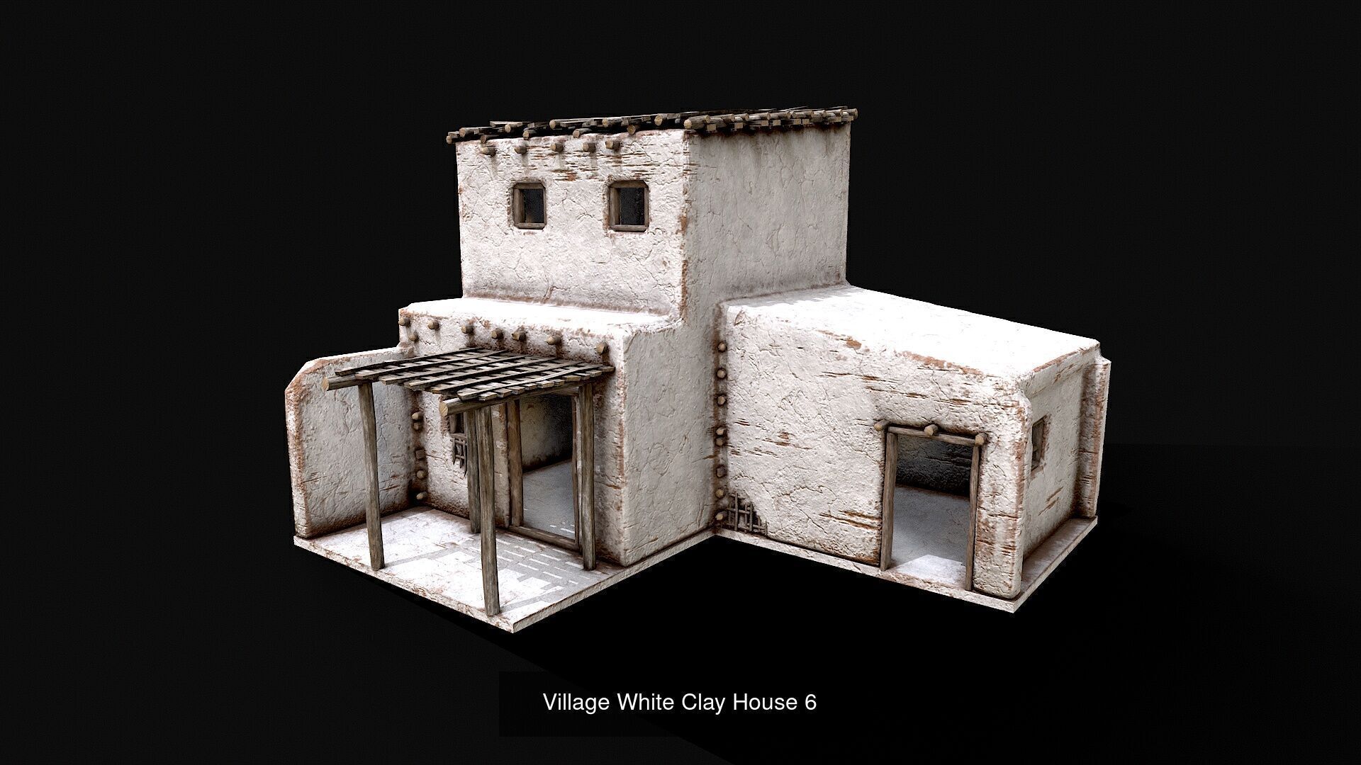Low Poly Village White Clay House Collection _7