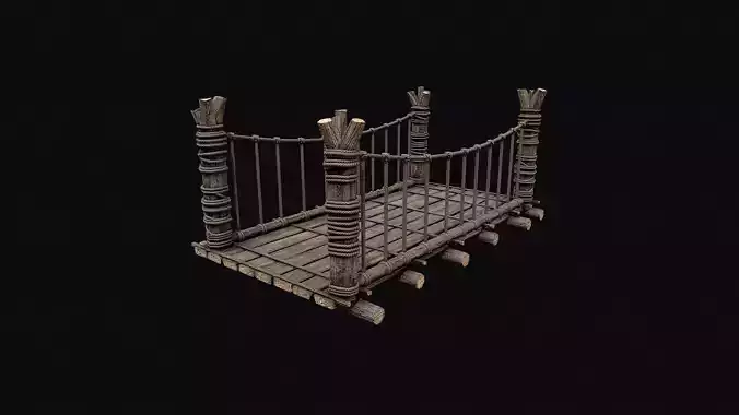 Modular Darkwood Bridge Low-poly 3D model