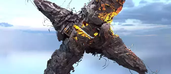 Sci fi Winter Island floating asteroid 2