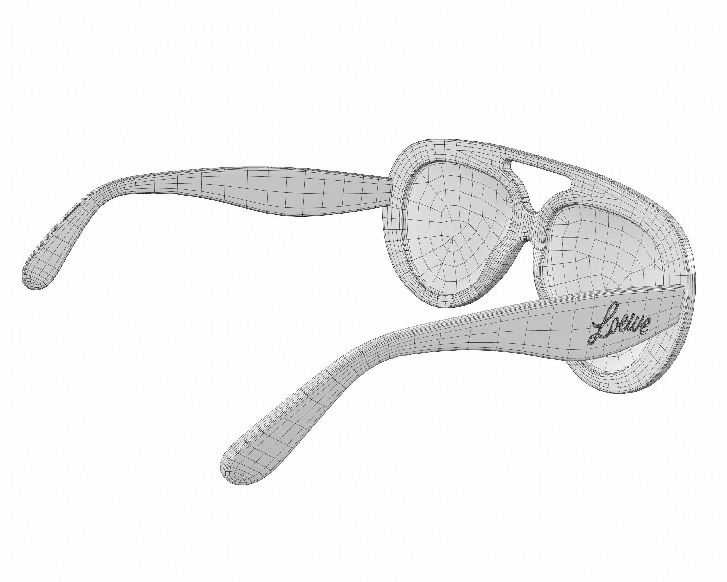 Loewe Round Spoiler Aviator Sunglasses Low-poly 3D model_19