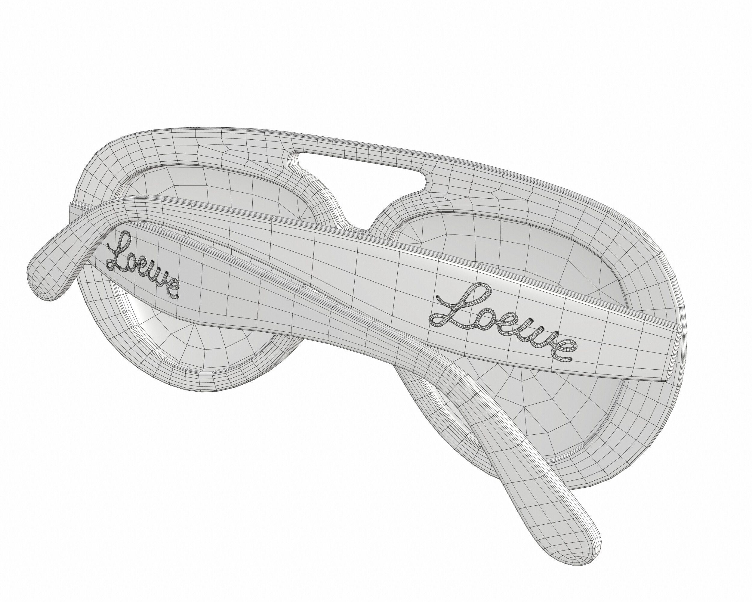 Loewe Round Spoiler Aviator Sunglasses Low-poly 3D model_21
