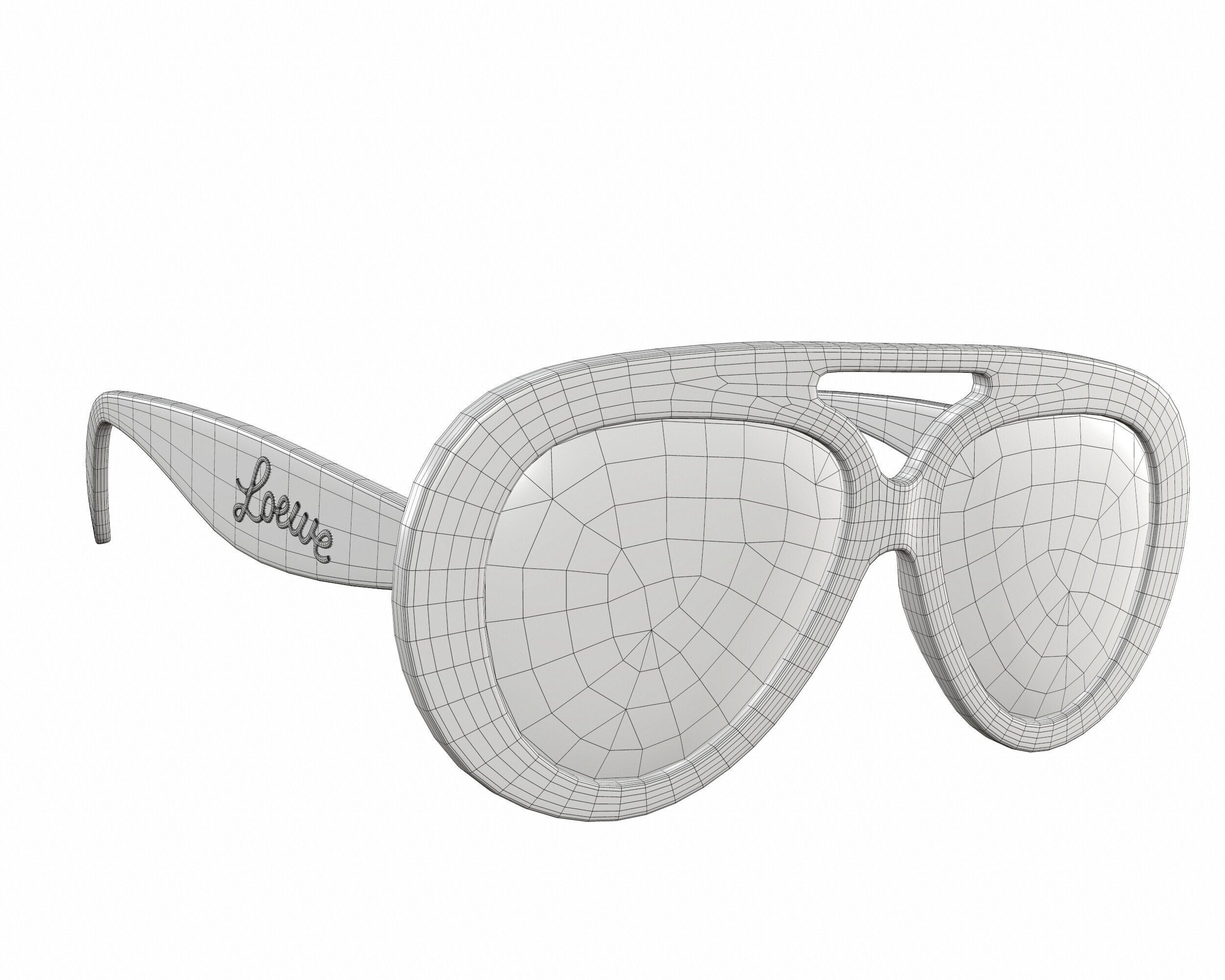 Loewe Round Spoiler Aviator Sunglasses Low-poly 3D model_18
