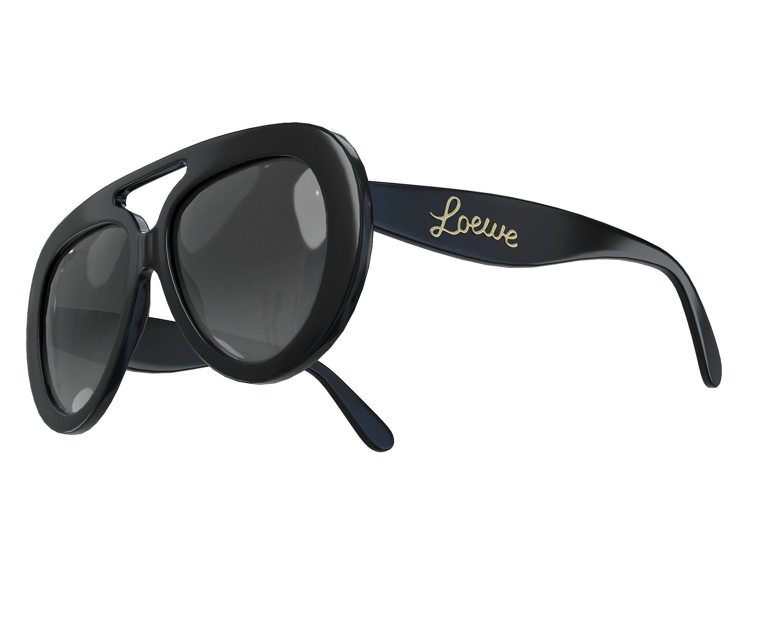 Loewe Round Spoiler Aviator Sunglasses Low-poly 3D model_12