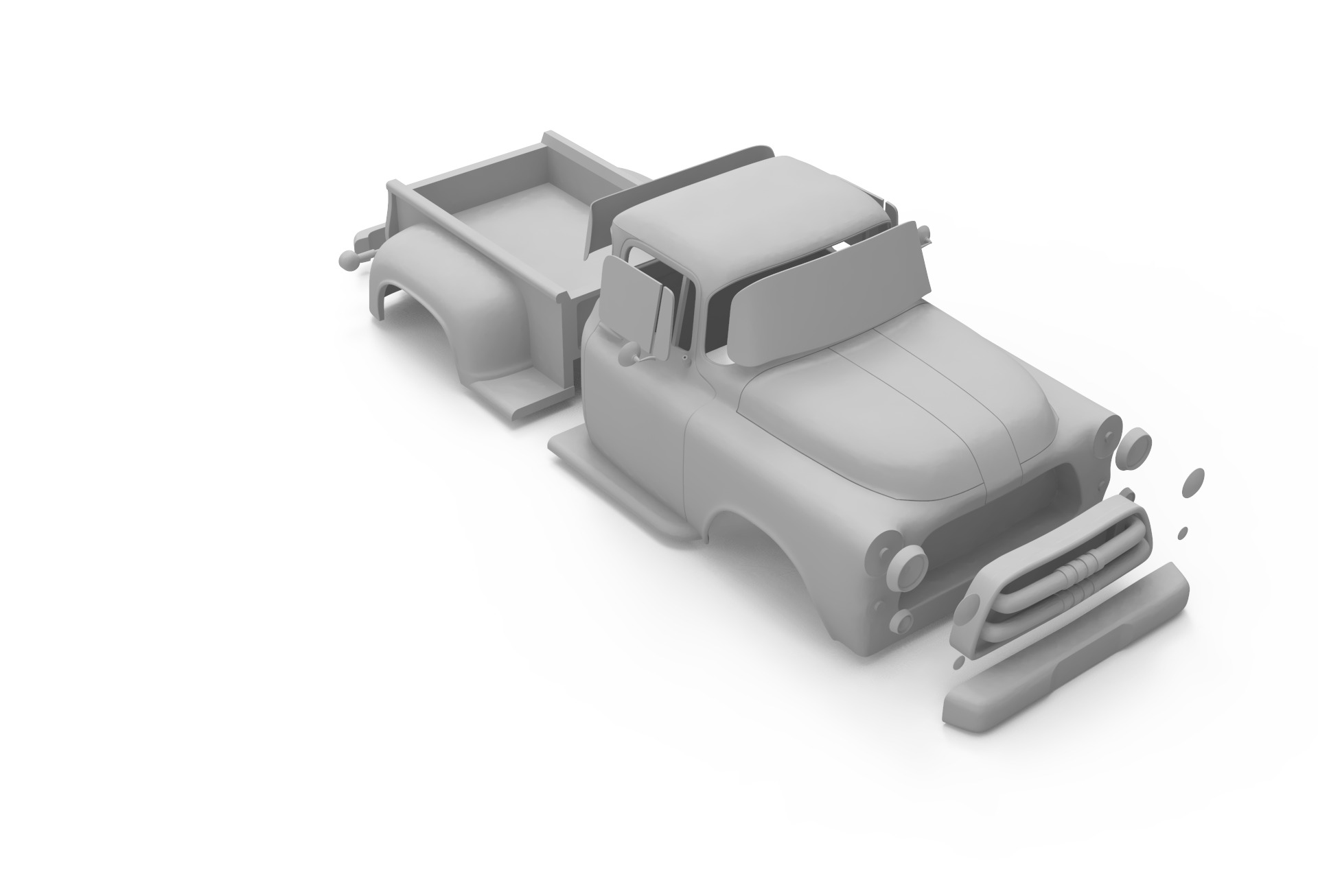 Dodge truck 1956 Rc body shell 3D print model_9