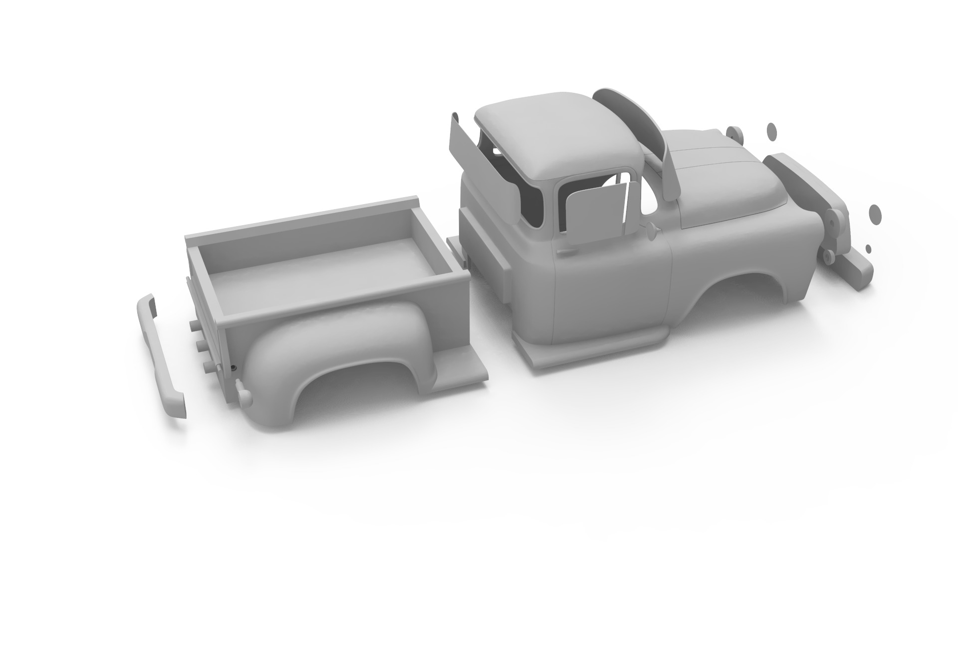 Dodge truck 1956 Rc body shell 3D print model_8