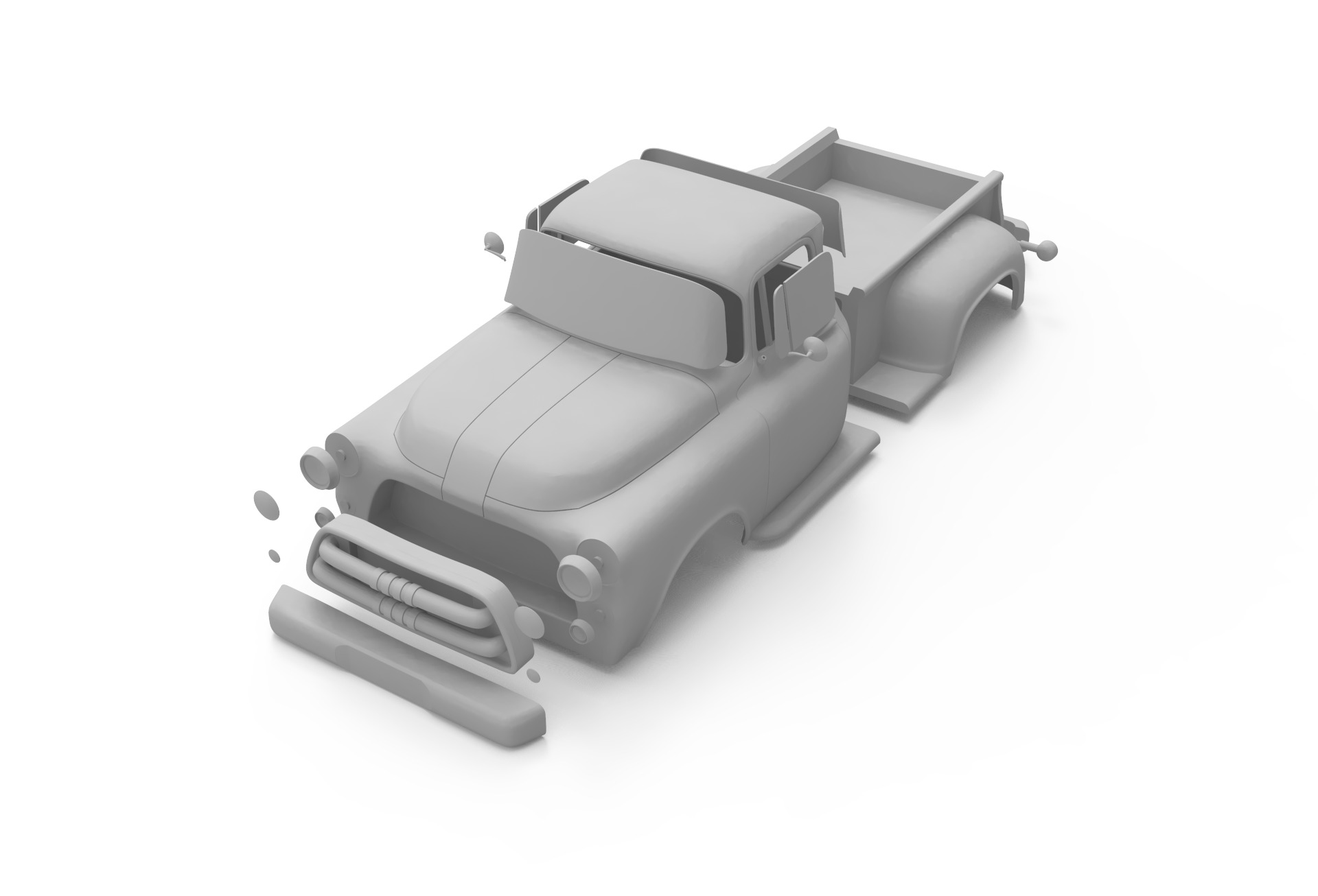 Dodge truck 1956 Rc body shell 3D print model_1