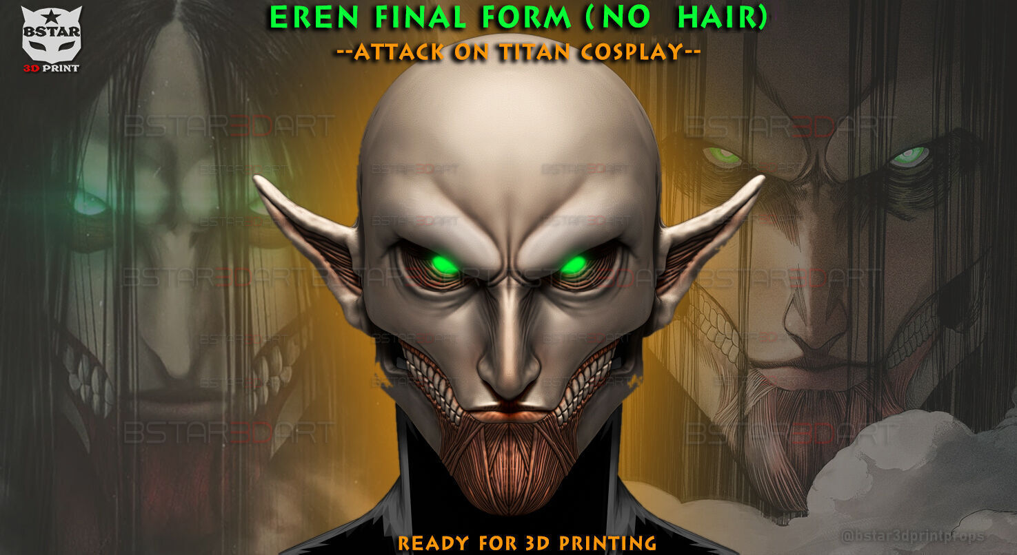 Eren Final Form Head Wearable - No Hair - Attack On Titan 3D print model_1