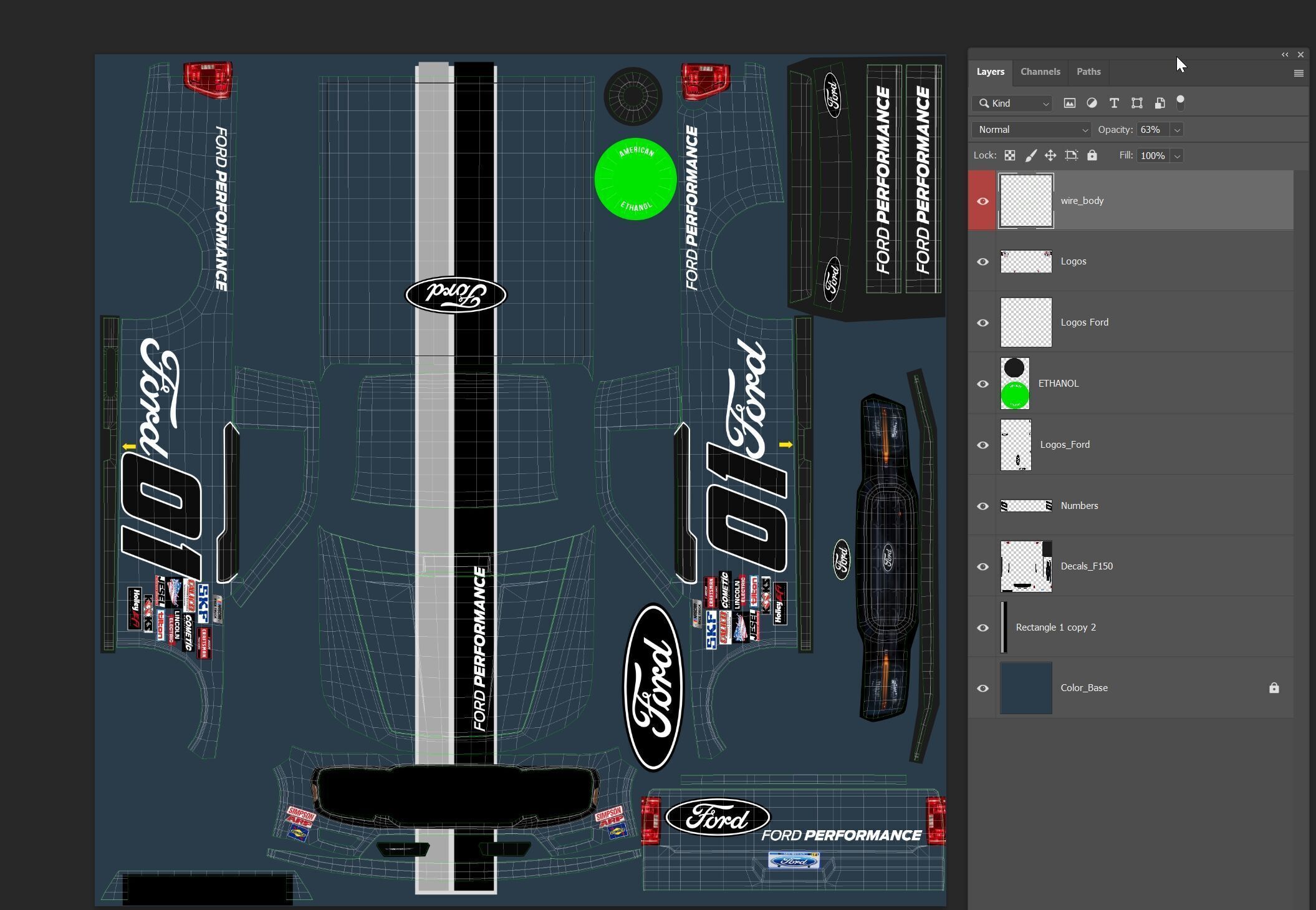 Truck Nascar F-150 2025 Template 3D model_14