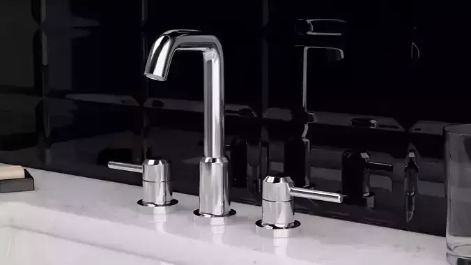 Stainless Steel Bathroom Faucet Low-poly 3D model