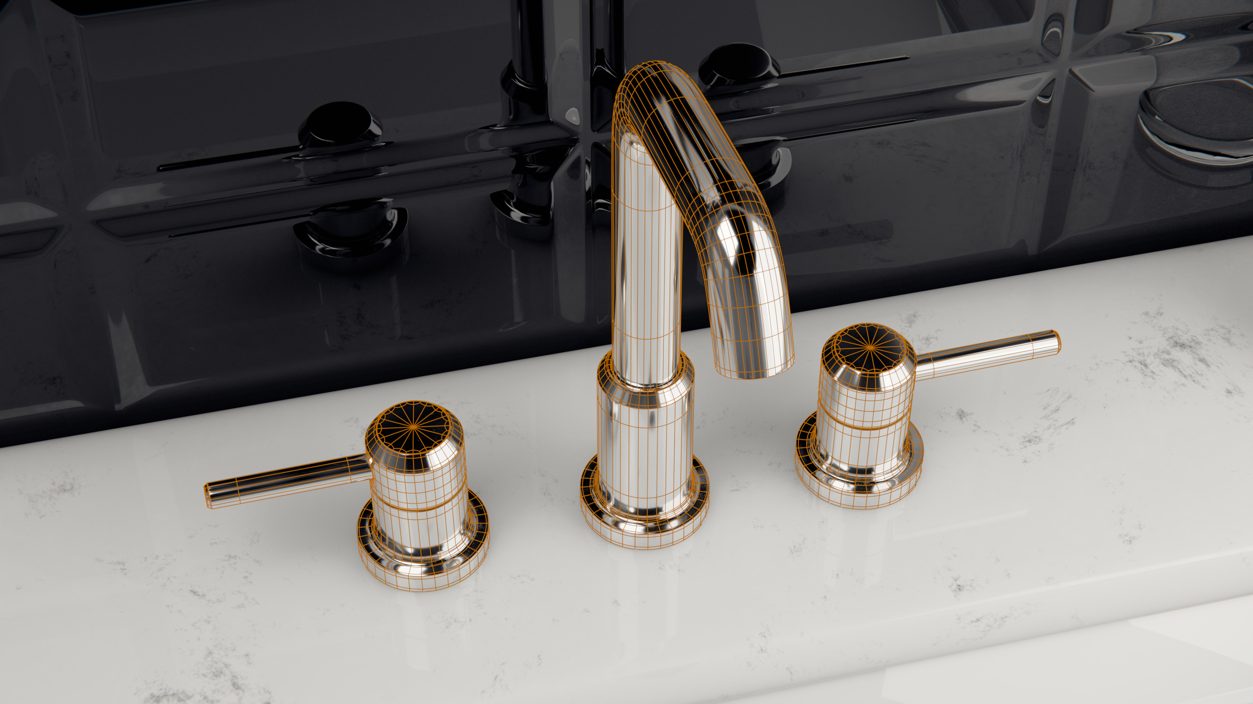 Stainless Steel Bathroom Faucet Low-poly 3D model_2