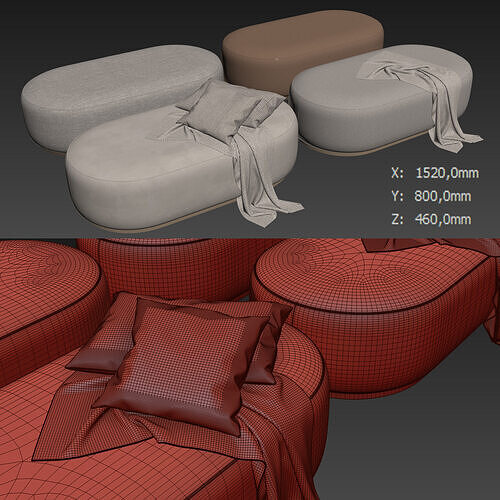 Hamilton Ottoman By Verellen 3D model 7