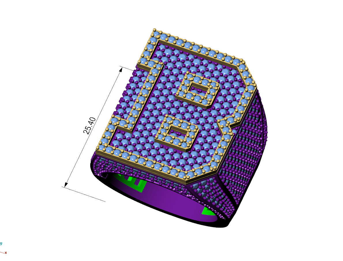 Custom Initial A to Z Letter Diamond Ring -  Alphabet Rings 3D print model_4