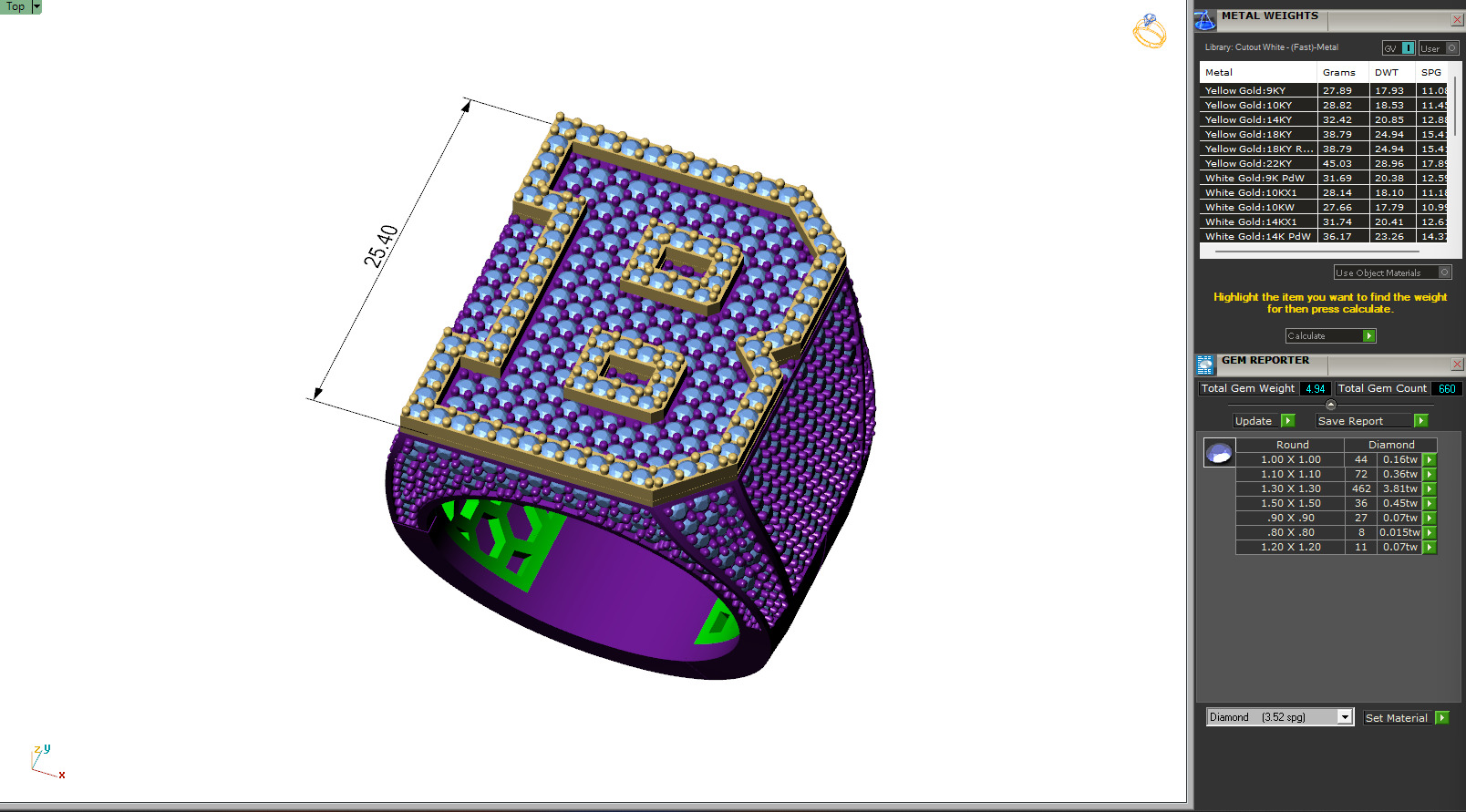 Custom Initial A to Z Letter Diamond Ring -  Alphabet Rings 3D print model_6