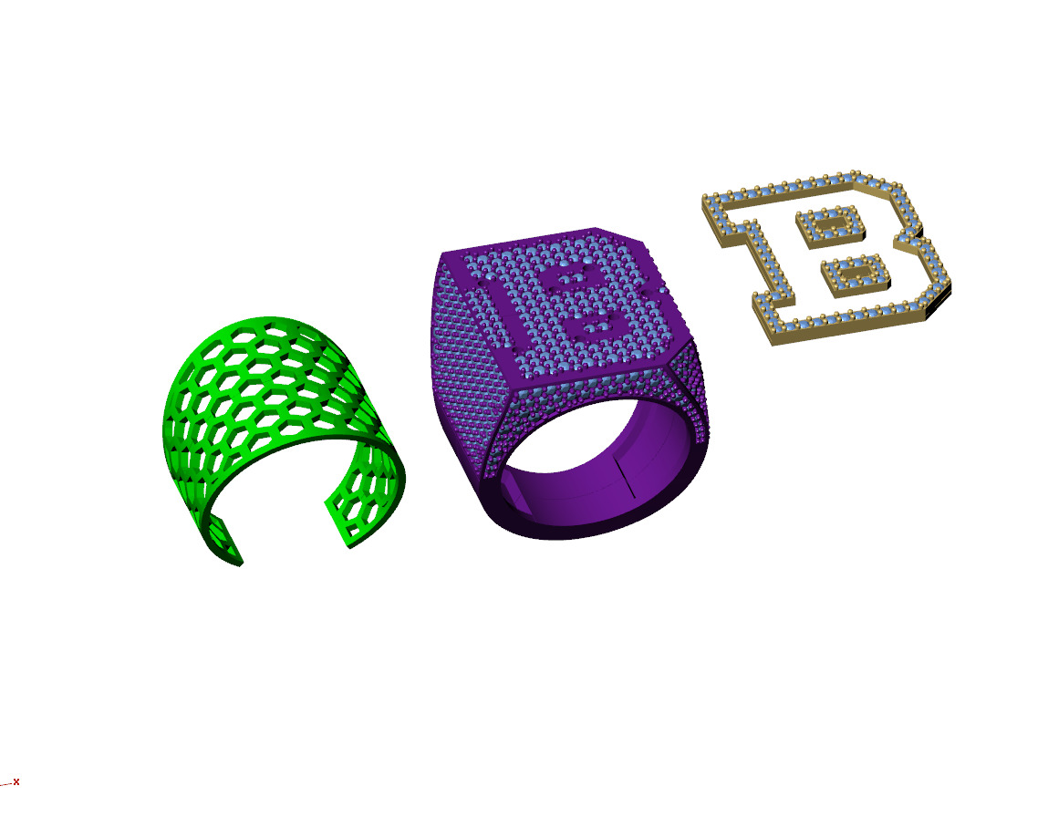 Custom Initial A to Z Letter Diamond Ring -  Alphabet Rings 3D print model_12