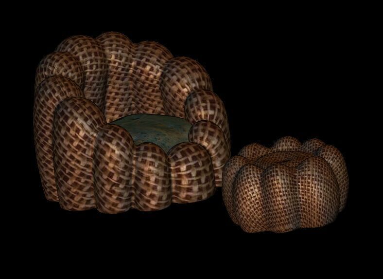 Puffy Sofa UV Unwrapped 3D print model_4