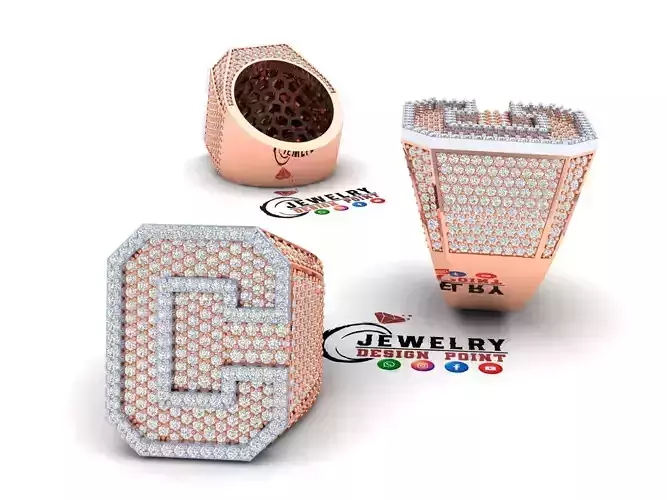 Custom Initial A to Z Letter Diamond Ring -  Alphabet Rings