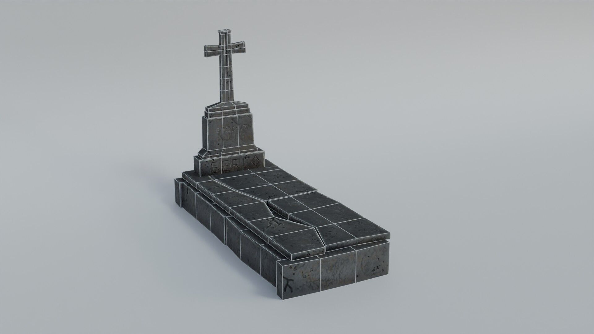 Grave 3 Low-poly 3D model_17