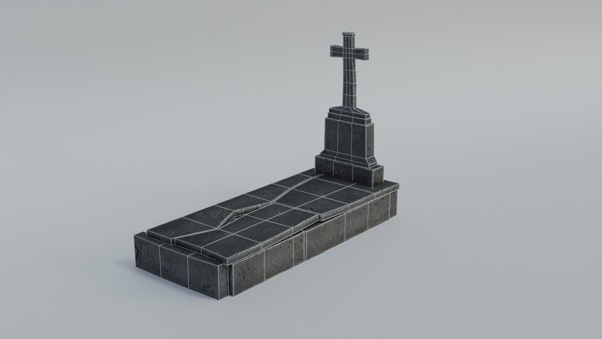 Grave 3 Low-poly 3D model_29