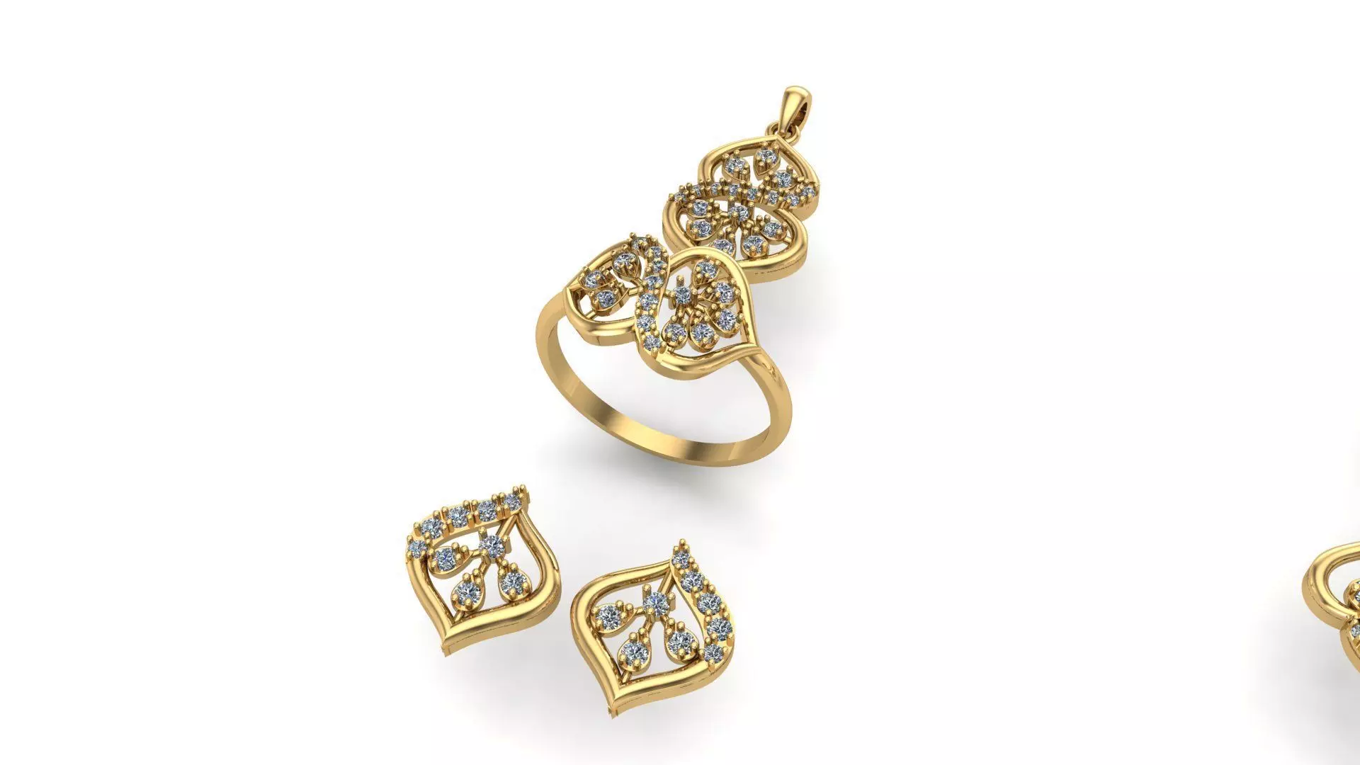 diamond pendant set 3D print model_0