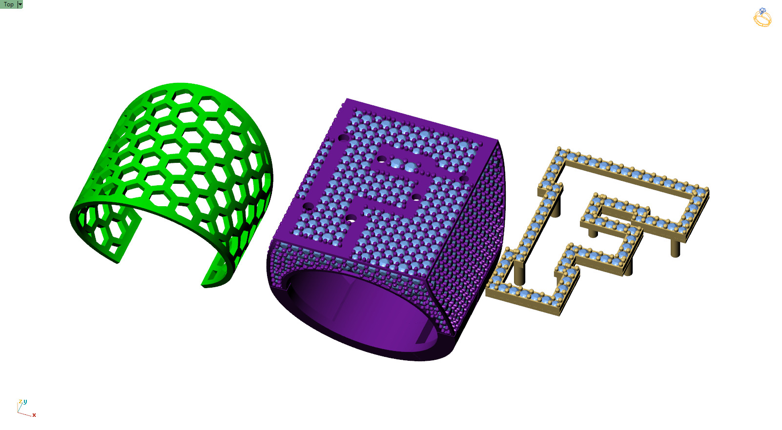 Custom Initial A to Z Letter Diamond Ring -  Alphabet Rings 3D print model_12