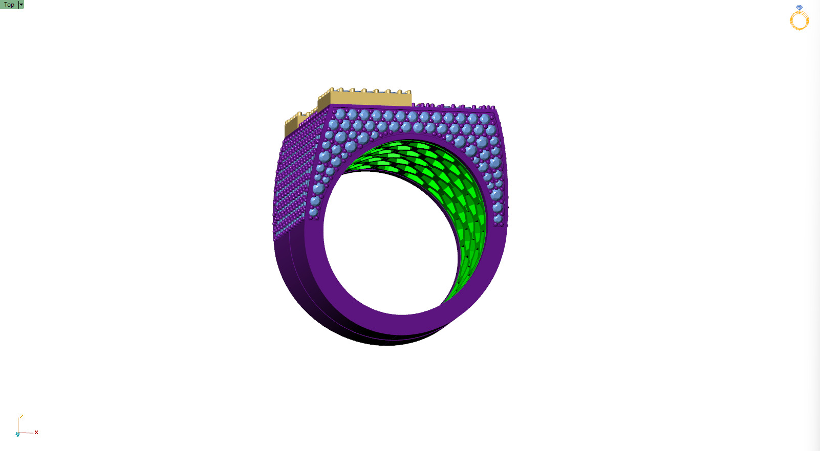 Custom Initial A to Z Letter Diamond Ring -  Alphabet Rings 3D print model_9