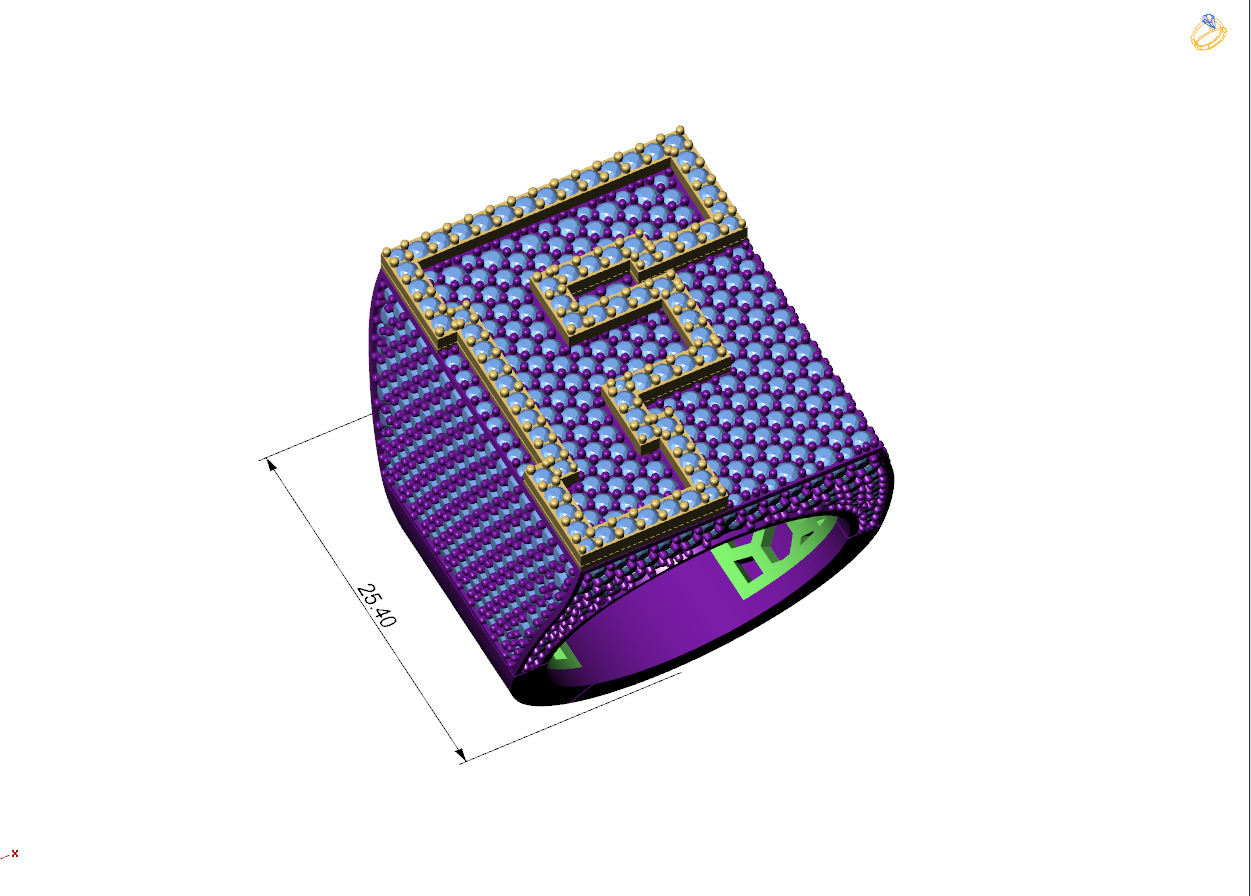 Custom Initial A to Z Letter Diamond Ring -  Alphabet Rings 3D print model_4