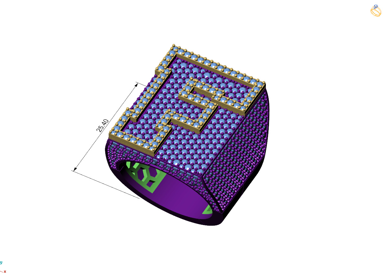 Custom Initial A to Z Letter Diamond Ring -  Alphabet Rings 3D print model_7