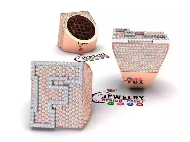 Custom Initial A to Z Letter Diamond Ring -  Alphabet Rings