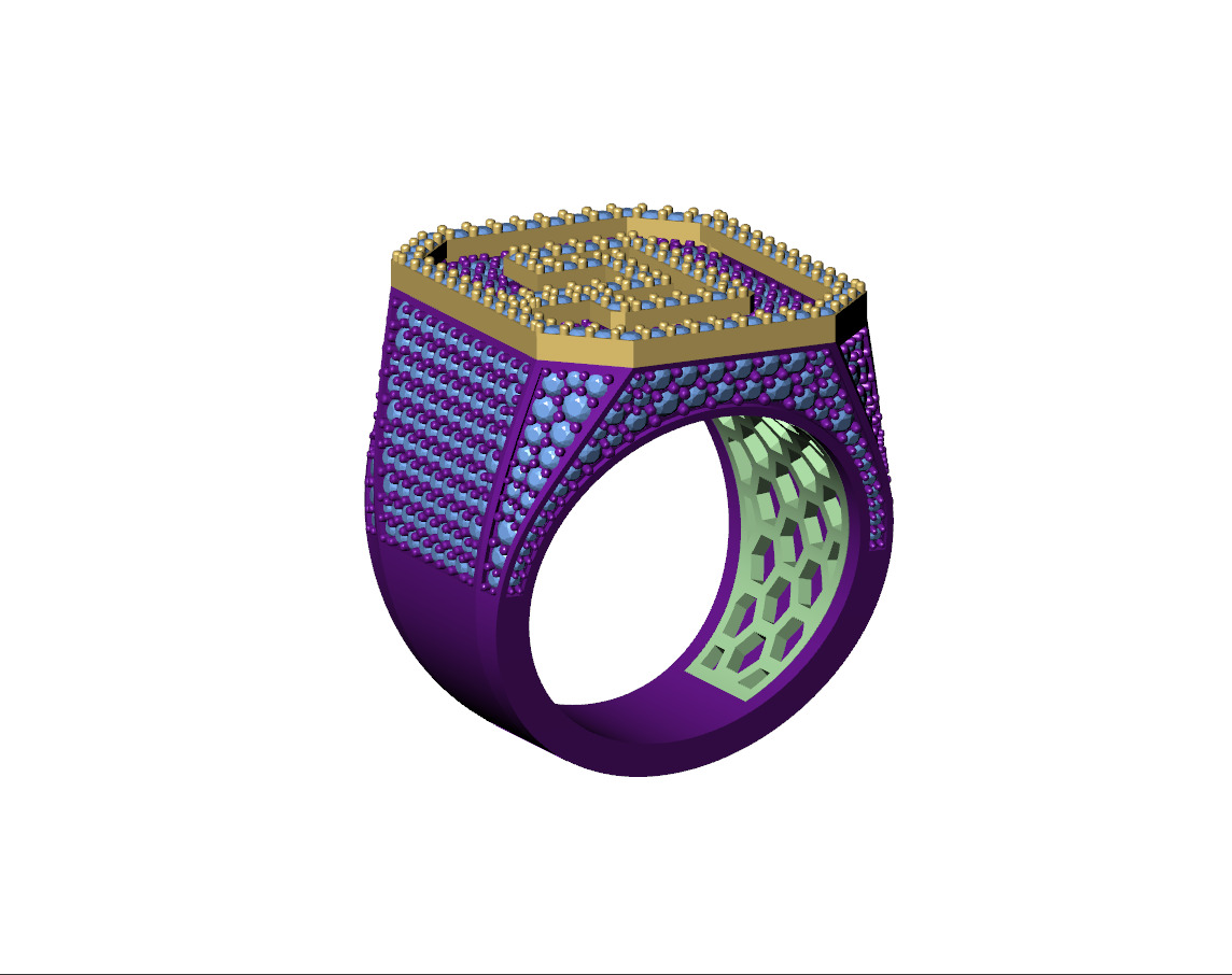 Custom Initial A to Z Letter Diamond Ring - Alphabet Rings 3D print model_9