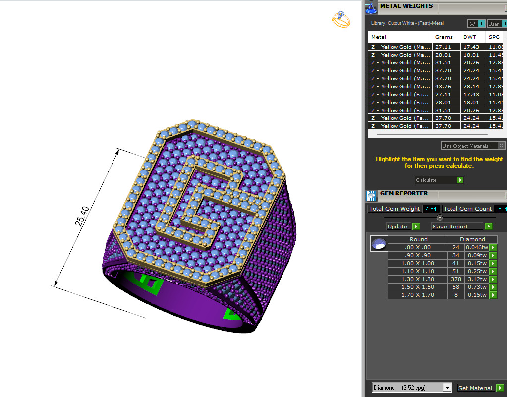 Custom Initial A to Z Letter Diamond Ring - Alphabet Rings 3D print model_6