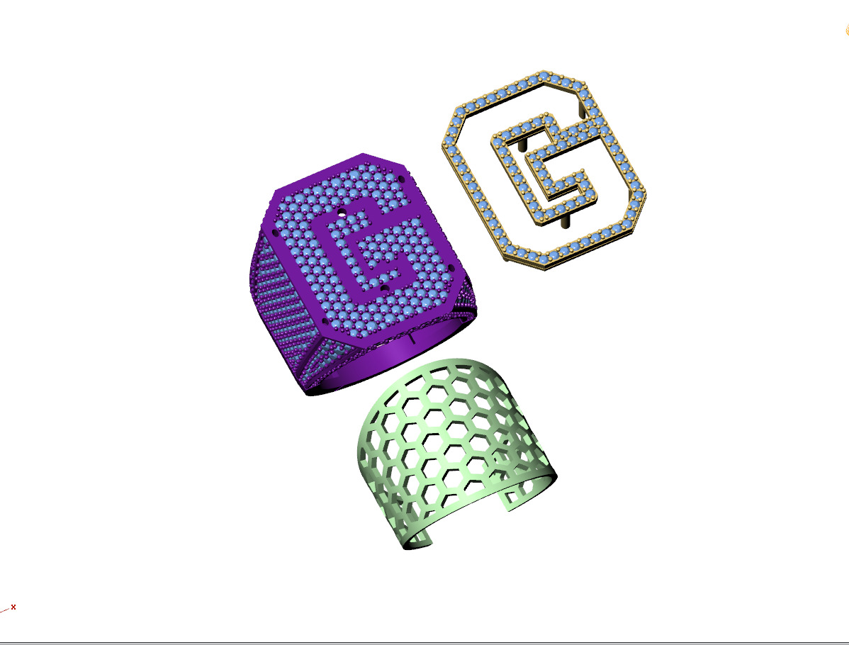 Custom Initial A to Z Letter Diamond Ring - Alphabet Rings 3D print model_12