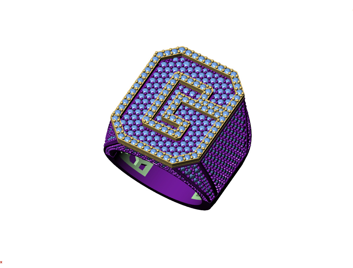 Custom Initial A to Z Letter Diamond Ring - Alphabet Rings 3D print model_7