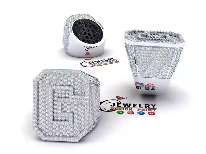 Custom Initial A to Z Letter Diamond Ring -  Alphabet Rings