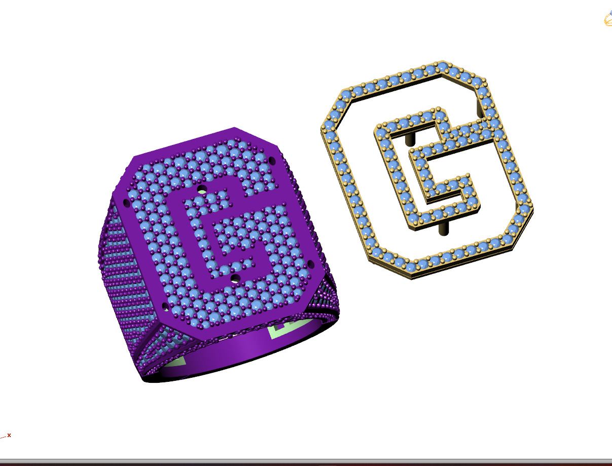 Custom Initial A to Z Letter Diamond Ring - Alphabet Rings 3D print model_11