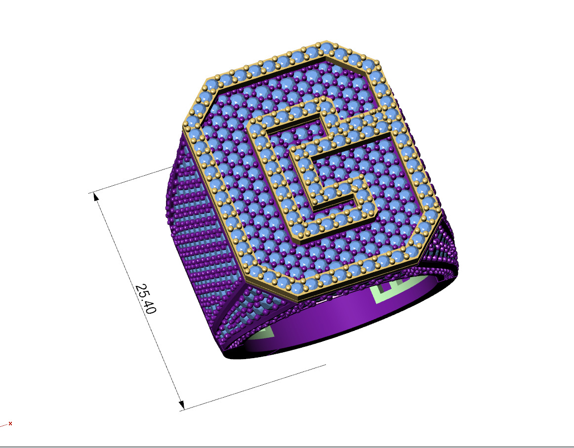 Custom Initial A to Z Letter Diamond Ring - Alphabet Rings 3D print model_4