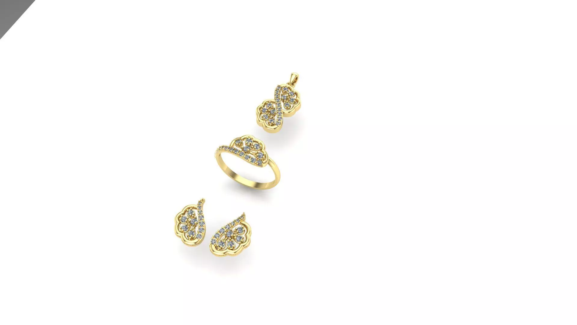 diamond pendant set 3D print model