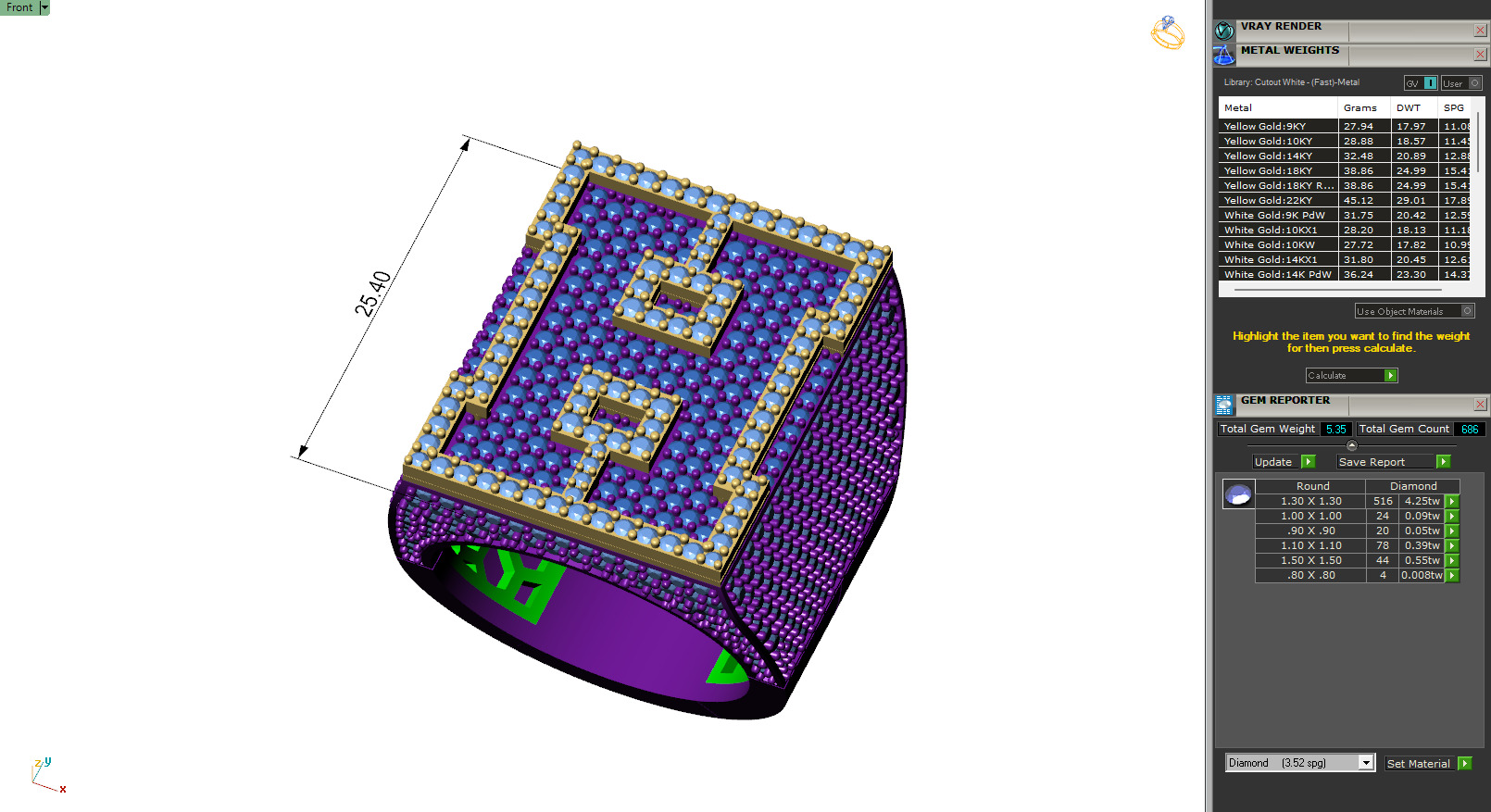Custom Initial A to Z Letter Diamond Ring - Alphabet Rings 3D print model_6