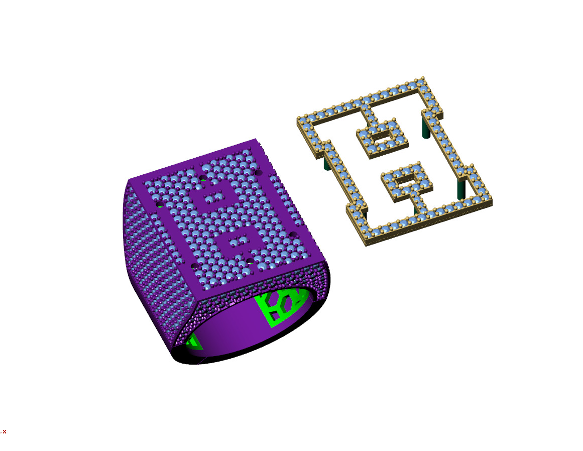 Custom Initial A to Z Letter Diamond Ring - Alphabet Rings 3D print model_11