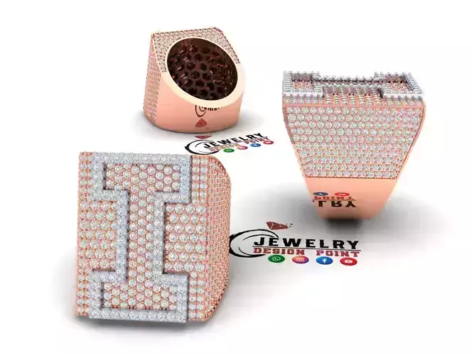 Custom Initial A to Z Letter Diamond Ring -  Alphabet Rings