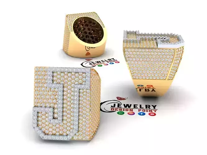 Custom Initial A to Z Letter Diamond Ring -  Alphabet Rings