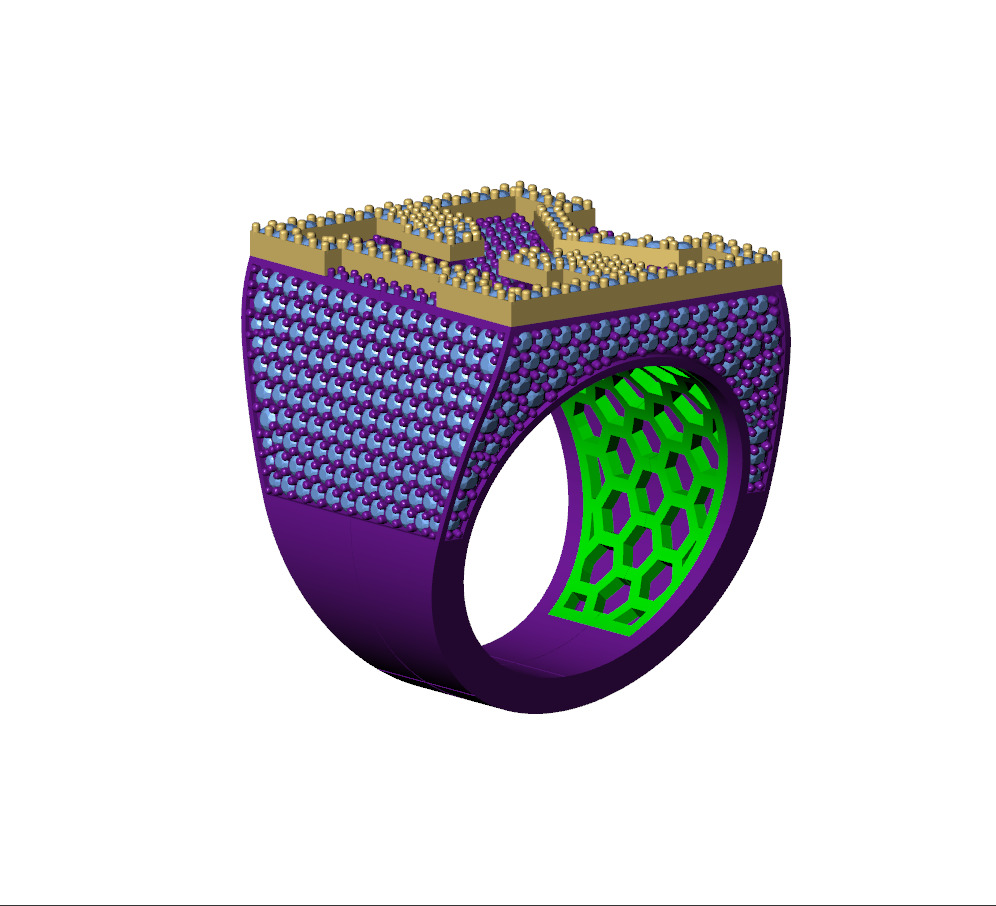 Custom Initial A to Z Letter Diamond Ring -  Alphabet Rings 3D print model_10