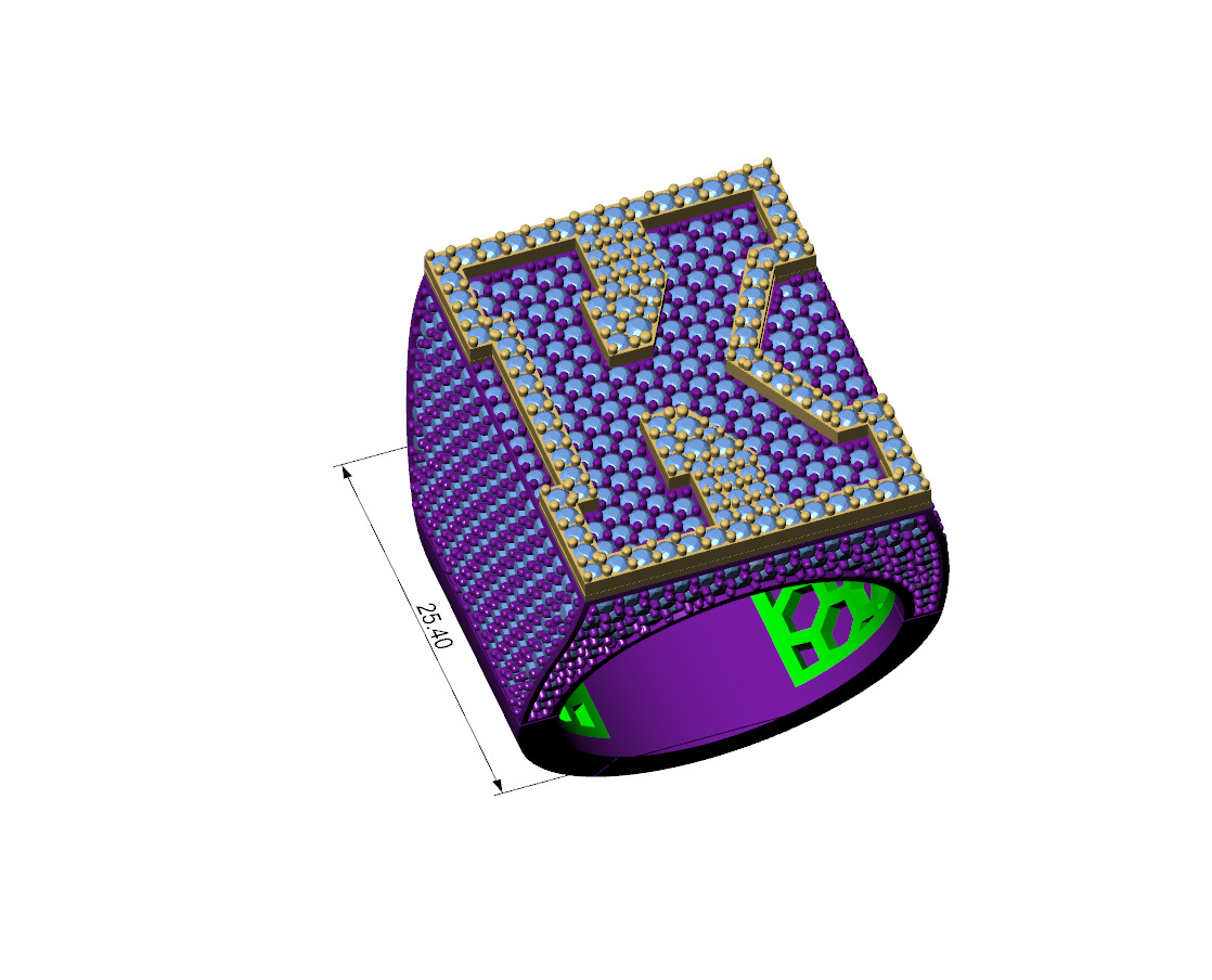 Custom Initial A to Z Letter Diamond Ring -  Alphabet Rings 3D print model_4