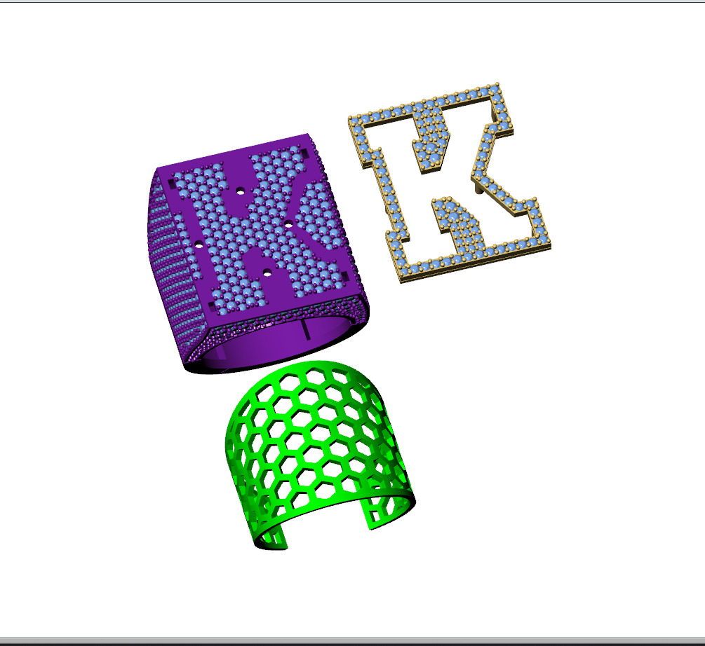 Custom Initial A to Z Letter Diamond Ring -  Alphabet Rings 3D print model_12