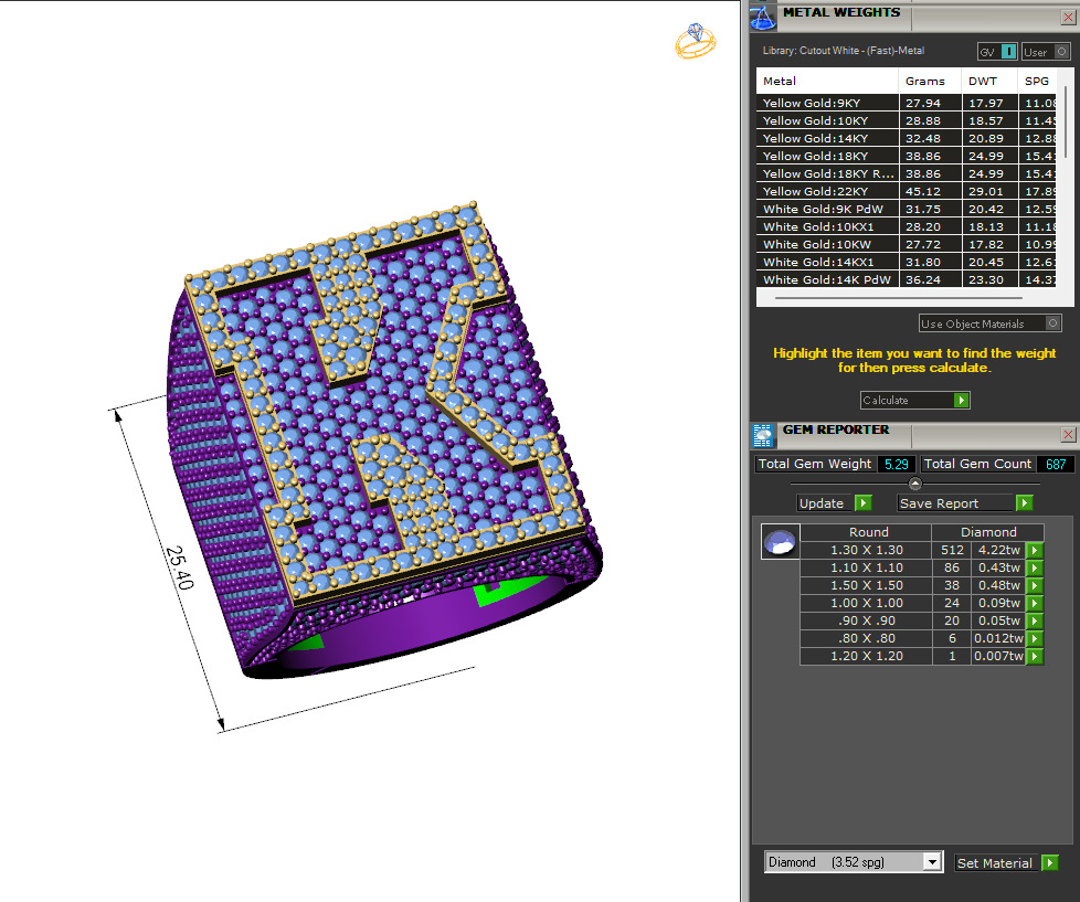 Custom Initial A to Z Letter Diamond Ring -  Alphabet Rings 3D print model_6