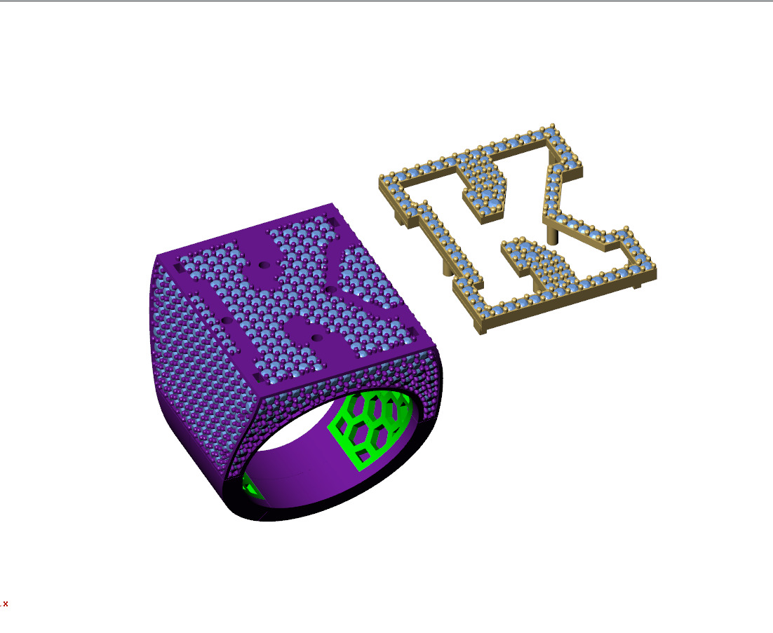 Custom Initial A to Z Letter Diamond Ring -  Alphabet Rings 3D print model_11