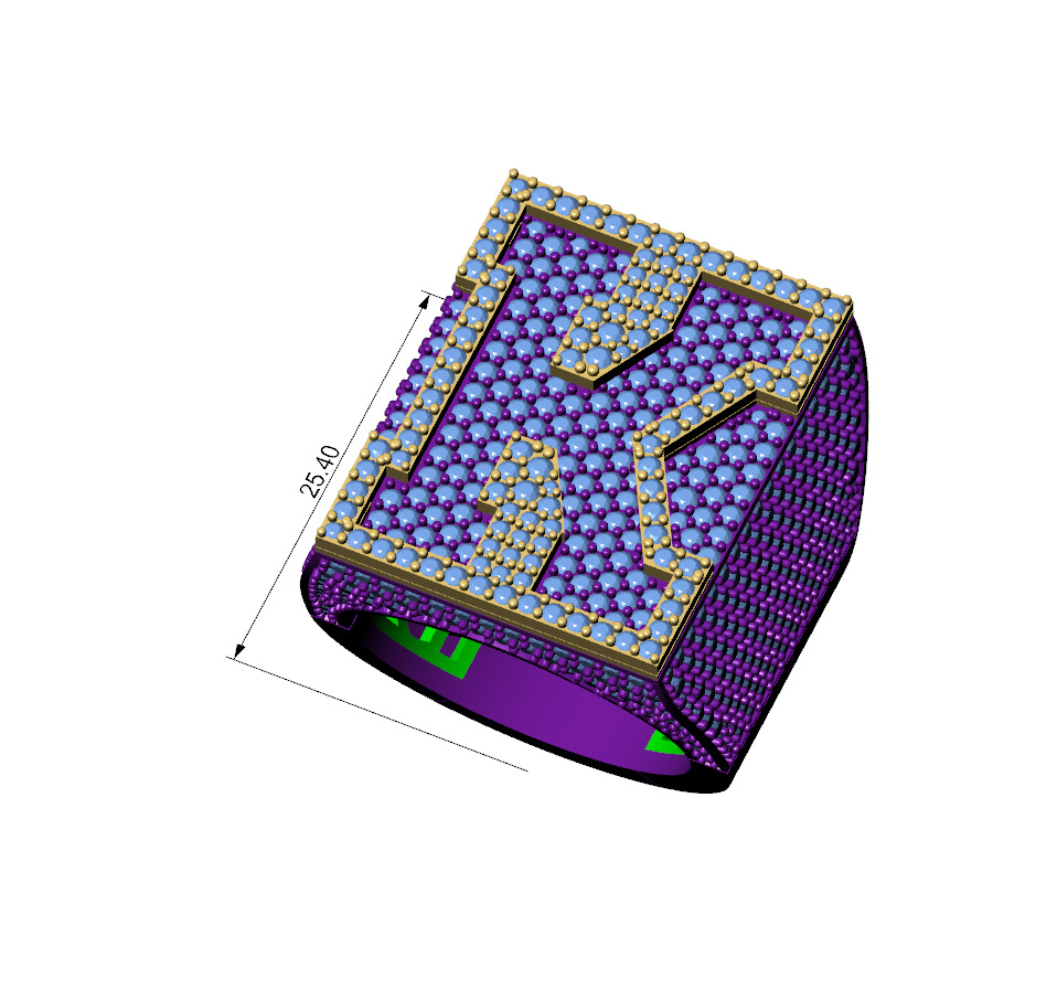 Custom Initial A to Z Letter Diamond Ring -  Alphabet Rings 3D print model_8