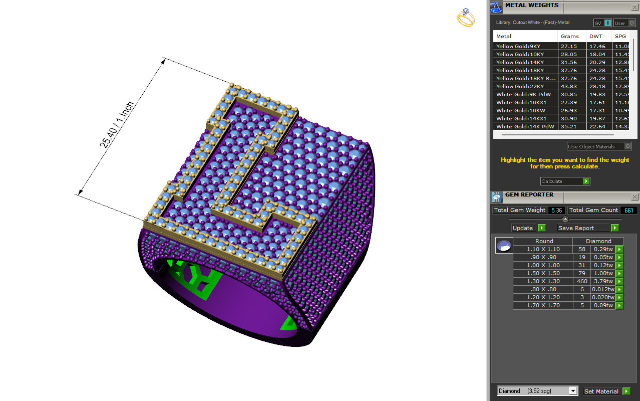 Custom Initial A to Z Letter Diamond Ring -  Alphabet Rings 3D print model_6